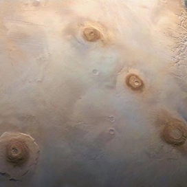 Mars - Phobos over Tharsis Region - ESA Mars Express 27930x10667